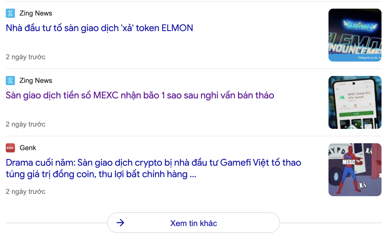 MEXC xả token lên báo Việt Nam.